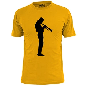 Camiseta para hombre trompetista silueta Armstrong Davis Gillespie Jazz - Imagen 1 de 3