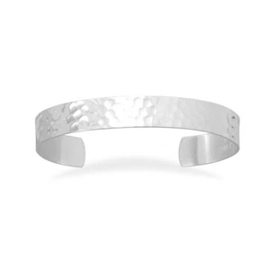 Puño Pulsera Martillada Plata Esterlina 9,5 mm de Ancho - Imagen 1 de 1