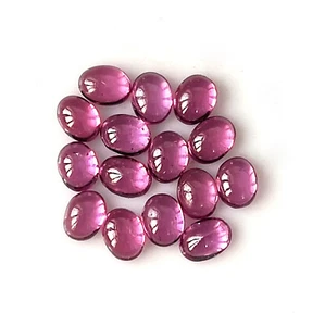 Natural Rhodolite Garnet Cabochon 4X3 mm Oval Purple Color Gemstone 15 Piece Lot - Picture 1 of 4