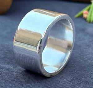 925 Sterling Silber, massiv Silber, breiter Bandring, glatte Kanten, Unisex - Bild 1 von 3