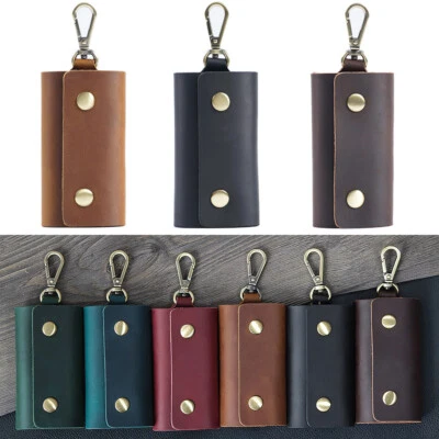 CUERO GENUINO Coche Llavero Anillo Llaves Soporte Estuche Cartera Bolso Cremallera Foto 1 de 4