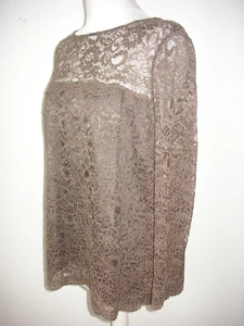 Jaeger ladies brown floral lace layered tunic blouse top plus size 16 - Picture 1 of 8