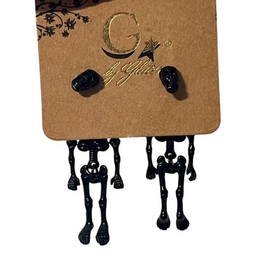 Черный череп гвоздики подвеской скелет серьги Хэллоуин готики панк костюм новый - Изображение 1 из 4