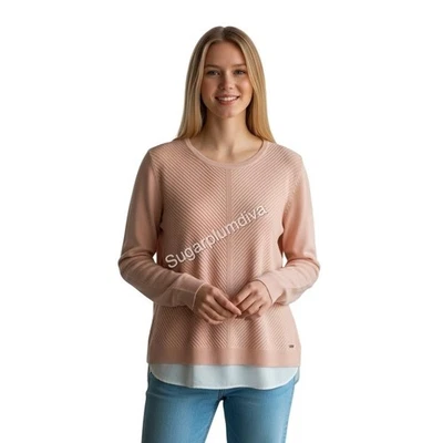 Suéter Calvin Klein Melocotón Cuello Redondo Texturizado Cola de Camisa GRANDE Pastel Casa de Campo Foto 1 de 4