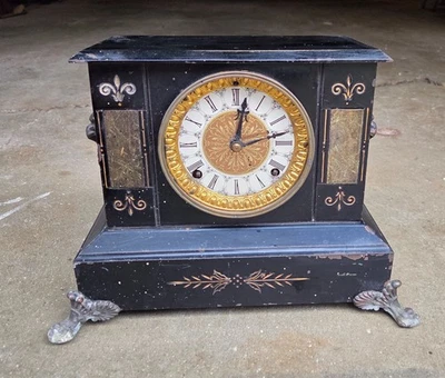 Ansonia Cast Iron Clock -  Runs - Image 1 of 4