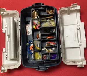 Plano Tackle Box #7602 Flip Sider Two Trays Plus, Blue/Silver -Lots of Tackle - Picture 1 of 10