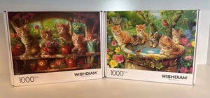 Set of 2 **Jigsaw Puzzles 1000 Pieces - WISHDIAM for Adults - Cats Kitten in... - Picture 1 of 6