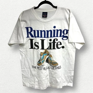 Vintage 1994 Big Ball Sports Running Is Life T Shirt Size M White Single Stitch - Picture 1 of 6