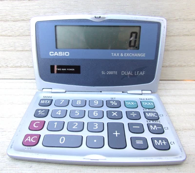 Casio SL-200TE Dual Leaf Folding Calculator Tax & Exchange 8-Digit Two Way Power - Image 1 of 2