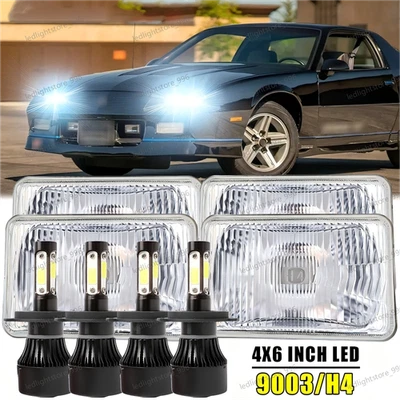 Faros LED de haz blanco H4 Fit Chevrolet Monte Carlo SS 1980-1988 4 piezas 4x6" Foto 1 de 4