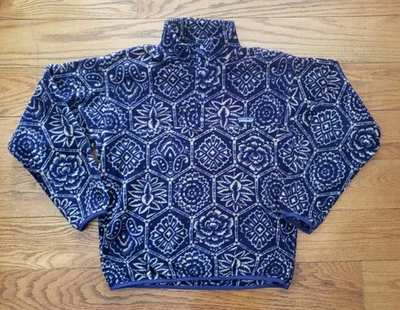 Pullover polar de colección 1995 Patagonia nepalí hexagonal Synchilla Snap-T para hombre talla mediana Foto 1 de 4