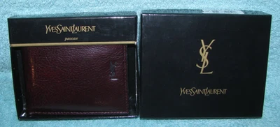 YSL Yves Saint Laurent Burgundy Passcase Bifold Hipfold Leather Wallet with Box - Image 1 of 4