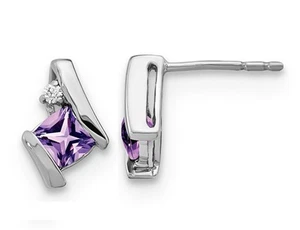 1/2 Carat (ctw) Amethyst Stud Earrings in Sterling Silver - Picture 1 of 4
