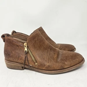 UGG Glee Leather Chestnut Ankle Side Zip Booties Women's Size 9 - Picture 1 of 15