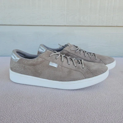 KEDS Ortholite Taupe Grey Suede Sparkle Sneakers Women Size 7 Tie Casual - Image 1 of 4