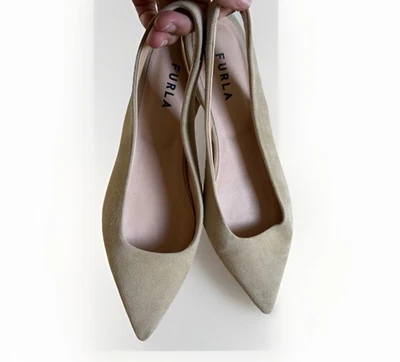 Furla  Flat Suede Slingback Off white Slip-on 38.5 US sz8  - Image 1 of 4