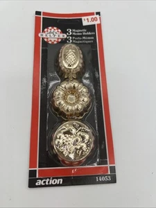 Vintage 1994 Chefs Helper 3 Gold Magnetic Memo Holders On Card Fridge Magnets - Picture 1 of 2