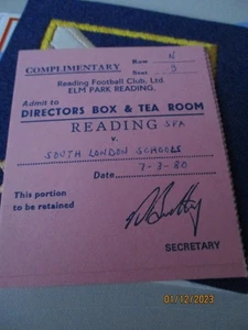 Complementary Ticket 7.3.1980 Reading Schools v South London Schools - Picture 1 of 1