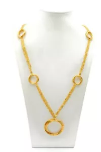 Milor Italy Necklace Bronze Gold Tone Circles 36" - Picture 1 of 6