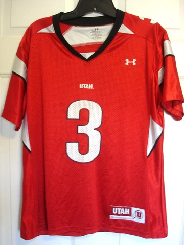 RARE BOYS LARGE UNDER ARMOUR UTAH UTES RED #3 FOOTBALL JERSEY-LNWOT Cover