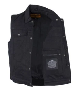 HERREN DENIM MOTORRAD SCHWARZE WESTE mit GEKNÖPFTEM VORDERVERSCHLUSS ~ WUNENTASCHEN - UDC66 - Bild 1 von 7