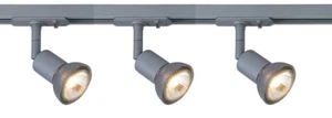 Kit de 1 metro GU10 riel de pista 3 focos pantalla de downlight plateado - Imagen 1 de 8