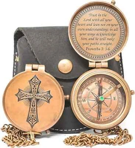 Antique Vintage Brass Pocket Compass Brass Nautical Compass Marine Compass Gift - Picture 1 of 7
