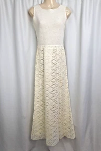 Bohemian Handmade Crochet Wedding Dress & Jacket Boho Summer Cream UK10 C4188 - Picture 1 of 16