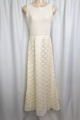 Vestido de novia bohemio hecho a mano de ganchillo y chaqueta boho verano crema UK10 C4188 Foto 1 de 4