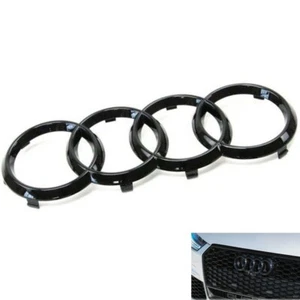 Auto Schwarz Glänzend Vorderring Logo Emblem Audi A6 Q3 Q5 Q7 285mm x 99mm - Bild 1 von 4
