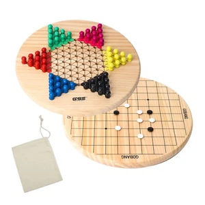 2-in-1 Wooden Chinese Checkers & Gobang(Five In Row) Family Board Game Combo Set - Picture 1 of 7