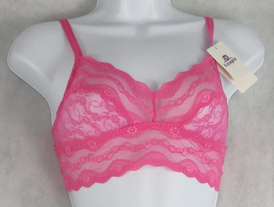 b.tempt'd Women's Size S Flower Lace Kiss Wireless Bralette Pink Small