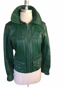 Vintage Mac Douglas Paris grün, Echtlederjacke Größe S LESEN  - Bild 1 von 12