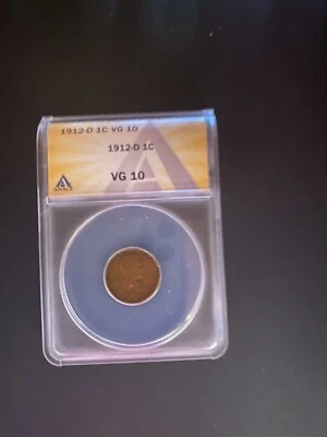 1912-D 1C Lincoln Wheat Penny, VG10, ANACS - Image 1 of 2