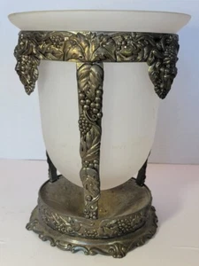 Large Silver Metal Holder And Frosted Glass Deep Vase - Picture 1 of 12