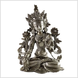 Weiße Tara 28cm 3kg Messing versilbert Grüne Tara Buddhismus Buddha - Bild 1 von 4