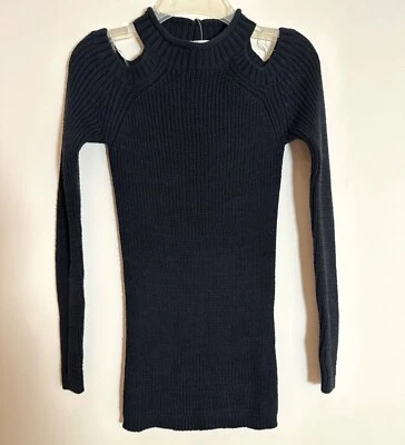 Vintage Havana Women's Ribbed Sweater M Black Cold Shoulder Stretch NWT - Image 1 of 4