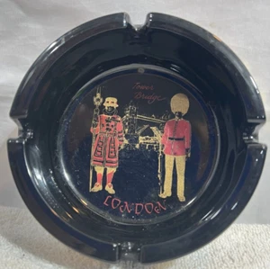London Tower Bridge Black Ashtray Guards England Souvenir Ceramic - Picture 1 of 4
