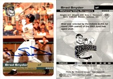 Brad Snyder Signed 2003 Grandstand Mahoning Valley Scrappers #35 Card Auto