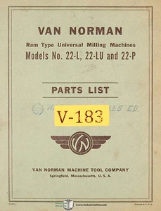 Van Norman 22-L 22LU 22P, piezas de fresadora manual - Imagen 1 de 4