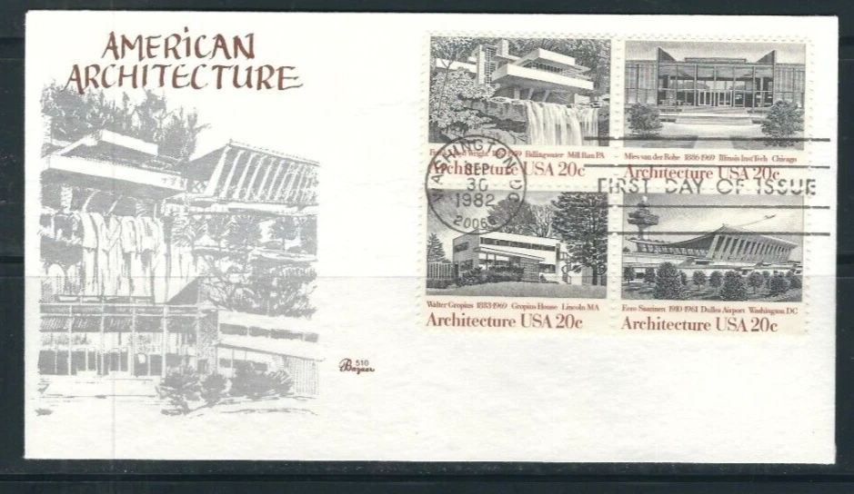 USA SC # 2022a Architecture FDC . Bazaar Cachet - Image 1 of 1