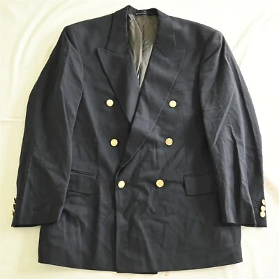 Blazer Abrigo Deportivo De Colección Ferrini 40R Azul Marino Dorado Botón Doble Pecho Para Hombre Foto 1 de 4