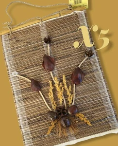 5x Pannello decorativo da parete Etnico 28x23cm Con Applicazione Frutta Secca  - Foto 1 di 3