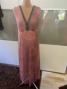 Ana Alcazar Maxi Kleid V-Ausschnitt verziert ärmellos rosatöne Gr.38 -40 - Bild 1 von 6