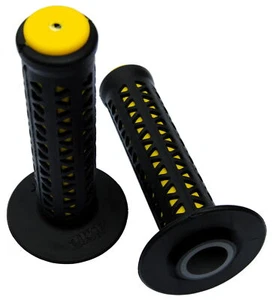 AME old school BMX Unitron bicycle grips - BLACK over YELLOW - Photo 1 sur 1