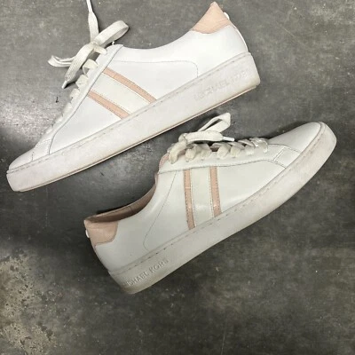 Zapatillas Michael Kors “Irving” en Blanco/Rosa MK con Crema/Oro Rosa Talla: 9M Foto 1 de 4