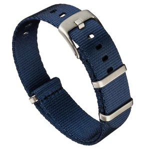 Navy Blue Seatbelt Nylon One-Piece Watch Band - 20mm or 22mm - Picture 1 of 6