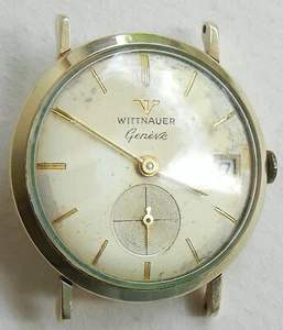 VINTAGE WITTNAUER GENEVE MEN'S C11K 17 JEWELS 10K RGP CALENDAR WRIST WATCH - Picture 1 of 11