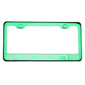 Marco de matrícula T304 verde cromado acero inoxidable vástago plateado grabado con láser - Imagen 1 de 10