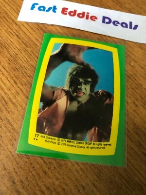 TOPPS 1979 THE INCREDIBLE HULK BUBBLEGUM STICKER CARD 17 BILL BIXBY LOU FERRIGNO - Image 1 of 2